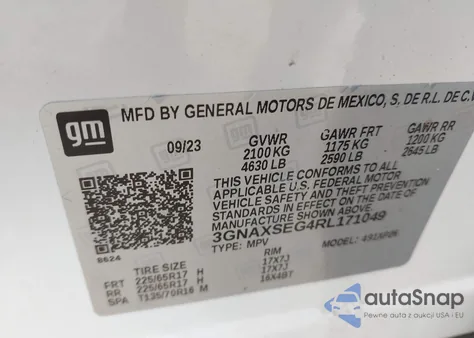 2024 Chevrolet Equinox Awd Ls z USA, uszkodzony, nr VIN 3GNAXSEG4RL171049